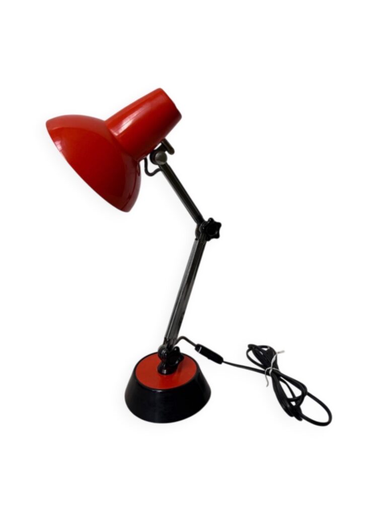Lampe de bureau design 70 métal noire et orange