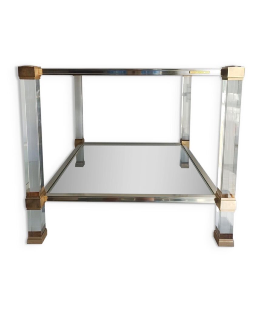 Table basse carrée verre et altuglass Pierre Vandel