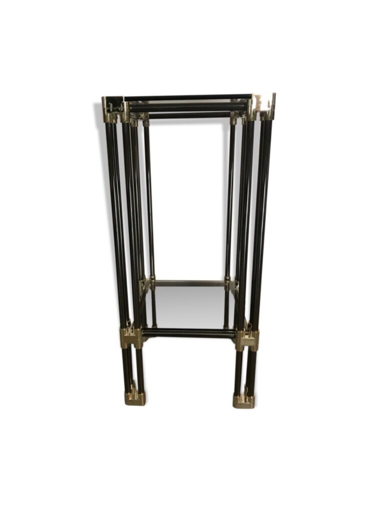 Sellette carré métal et verre fumé 2 étages